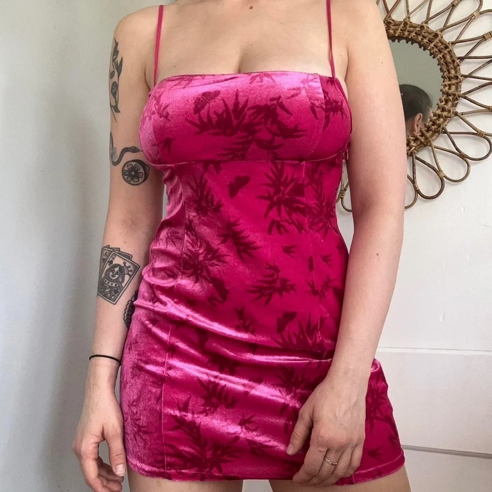 Urban Outfitters | Dresses | Urban Outfitters Dawn Velvet Velour Mini Dress  Size Small Hot Pink | Poshmark